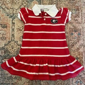Red and White Striped Polo UGA Dress
